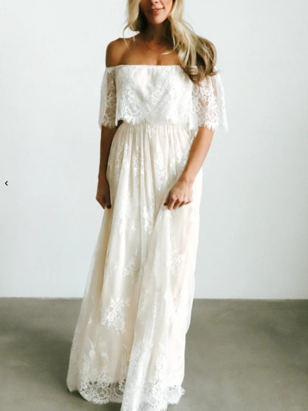 NWT Guinevere Off White Lace Maxi Dress, size M